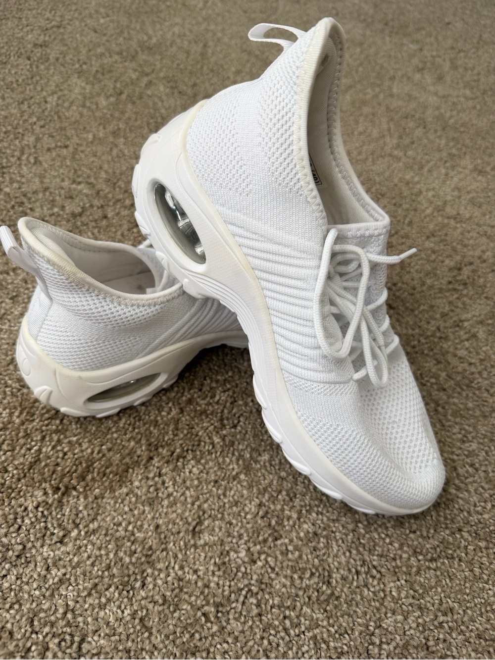 Amazon Women's White Knit Slip-On Air-Cushioned Sneakers
